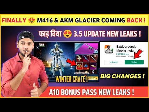 M4 Glacier Return 😍 New Winter Crate | A10 Bonus Pass | Bgmi New Update | Bgmi 3.5 Update Leaks