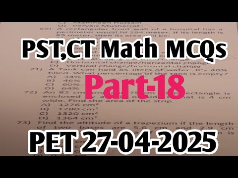 Math MCQs  part-18 | Etea PST,CTMath MCQs| PET Test 27-4-2025 Math portion