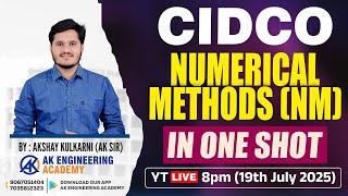 Numerical Methods(NM) in One Shot | CIDCO | By Akshay Kulkarni (AK Sir)