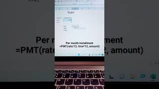 Find Per Month Installment in Excel PMT Formula. #computer #PMT #excel