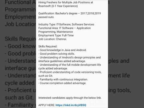 RoamSoft Hiring for 2017/ 2018/2019 Passouts for Multiple Job Positions Skills - Java/Android/ GIT