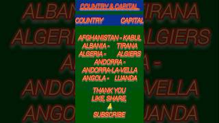 5 Country & Capital list #GK #worldgk  #youtubeshorts #country  #capital #list