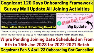 Wipro Elite Remaining Joining in Jan'23 Cognizant Onboarding Framework Survey Mail Offer DOJ Revoked
