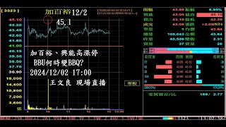 加百裕、興能高漲停   BBU何時變BBQ?  2024/12/02「王文良股市永勝」YAYAPAY台股資訊網 17:00 現場直播