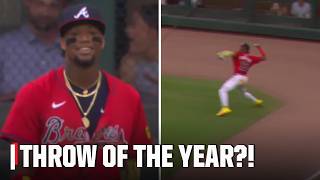 Ronald Acuna Jr. makes RIDICULOUS throw to get 3rd out 😱 | ESPN MLB