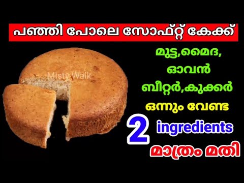 മുട്ടയും മൈദയും ഓവനും ഒന്നും വേണ്ട വെറും 2 ചേരുവ മാത്രം മതി,ഇഡ്ഡലി പാത്രത്തിൽ പഞ്ഞി പോലൊരു കേക്ക്