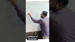 Adding Decimals | How to add decimal numbers | Decimal Fractions class 5 | #decimal #shorts