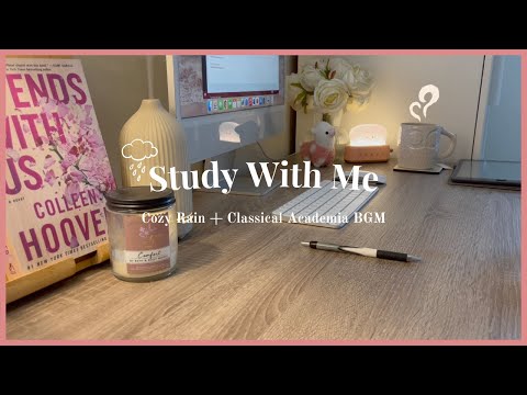 Study With Me | Rain 🌧️ + Dark Academia 🕯️☕  Pomodoro 30/5