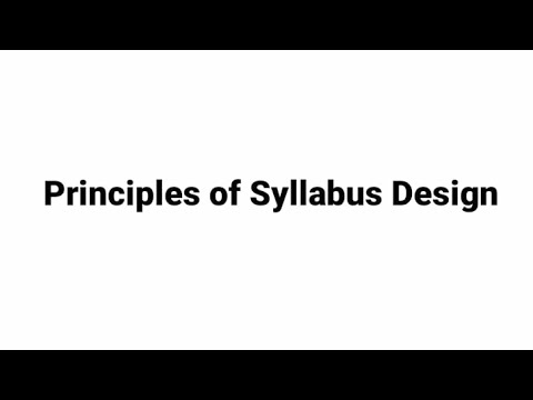 Principles of Syllabus Design.