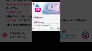CLINICAL MICROBIOLOGIST #youtubeshorts #job #2024 #hiring #shortsfeed #bollywood #shorts #love