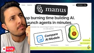 REACT DE INTELIGENCIA ARTIFICIAL - NAVEGANDO NO MANUS AI, COMPARE AI MODELS E AICADO AI #aovivo