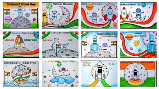 National Moon Day poster drawing ideas | Chandra Dinam drawing ideas 2025 | Easy Poster Drawings