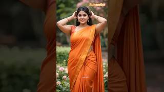 Too Stunning to Be Real? 😍 AI Beauty in Orange Saree Is Breaking the Internet! ✨ #shorts #ailookbook