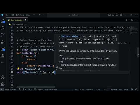 Docstrings in python || Python Comments vs Docstrings || PEP 8 || Python Recursive Function ||PYTHON