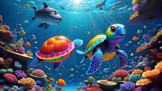Two Rainbow Turtles Spin and Smile | Colorful Turtle Song | Nursery Rhymes and Kids Songs