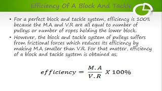 M.A, V.R & Efficiency Of Block And Tackle Pulley System | Simple Machines
