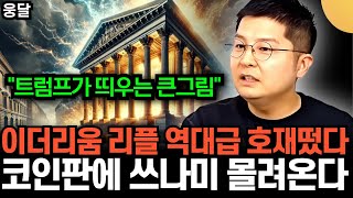 비트코인 주춤 .. 트럼프가 띄우는 큰 그림, 이더리움 리플 역대급 호재 떴다 .. 코인판 대전환 쓰나미 몰려온다 | 웅달 TV