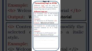 html basic formatting tags | #html #html5 #formatting #tags #shorts #youtube #viral #trending #code