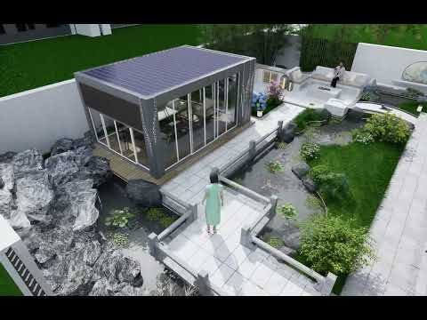 WBEST Luxury Solar-Powered Pergola: Motorized Louvers, Air Conditioning, LED Mood Lighting