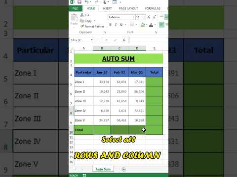 Auto Sum in Excel #viralshorts #youtubeshorts