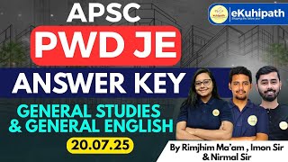 APSC PWD JE Answer Key 2025 Exam)