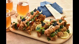 簡単！唐揚げピンチョス🚩父の日に♫ ~ japanese style fried chicken pincho【ロシアン佐藤】【料理レシピはParty Kitchen🎉】