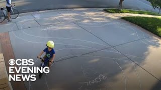 Man draws chalk racetrack for neighborhood kid, more follow
