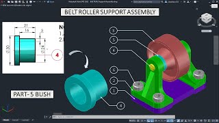 Belt Roller Support Assembly in AutoCAD Part -5 (Bush)
