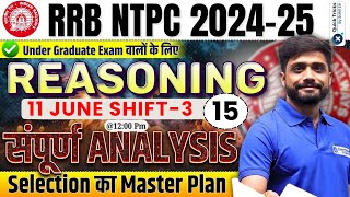 RRB NTPC 2024-25 | 11 June (Shift-3) | NTPC Reasoning Graduate Level Paper Analysis by Lakshay Sir