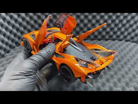 Unboxing Macheta Metalica Apollo Hypercar, Scara 1:24, cu Efecte Luminoase, Sonore si Fum