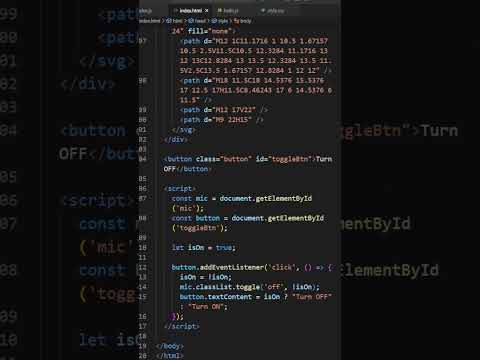 Day 026 Animated Glowing Mic Logo with ON/OFF Button using HTML, CSS & JS