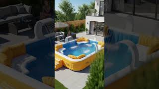 Wow ! Loving these inflatable pools with shower 😱