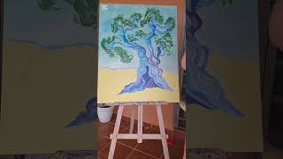 Blue Olive Tree #art #artist #olivetree #artistpainting #vangogh #landscapepainting #oilpainting