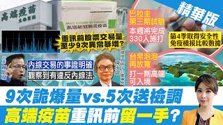 【張雅婷報新聞】驚爆! 高端9次重訊前交易爆量 背後有靠山不怕查?｜喬不動醫院幫施打 柯P怒嗆:不配合就公布名單｜7成國家放寬國門管制 專家籲分層解封救經濟｜精華版 @中天新聞CtiNews