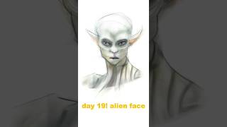 "Day 19: Drawing an Alien Face 👽✨ | #30DayChallenge #SciFiArt"