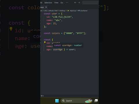 Objects destructuring with aliases in JavaScript in under 1 min - URDU/HINDI