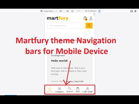 Martfury theme navigation bars for Mobile Device