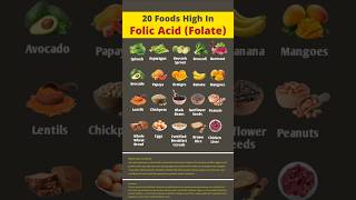 20 Foods High In Folic Acid #folicacid #folate #vitaminb9 #foods #healthyfoods #shorts #ytshorts