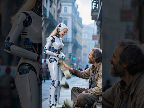 Camera Captures Insane Moment Robot Girl Gives Homeless Man Unlimited Cash! 💵🤯 #meibot #shorts