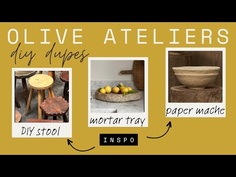 luxery for less✨OLIVE ATELIERS DIY home decor on a budget✨mortar tray, papier mache bowl, stool