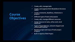 MS Project 2016 - Absolute beginners to Experts (15 PDUs) : Course Objectives