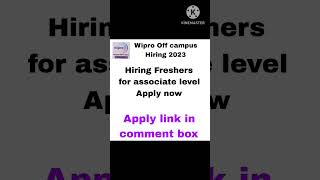 Wipro off campus Hiring 2023 || wipro Freshers hiring for associate level job || Apply now #job