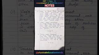 NOTES | CLASS 12 | UNIT 1 | PHYSICAL EDUCATION | MANAGEMENT OF SPORTING EVENTS|#easy #notes #class12