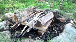 how to build a log cabin fire