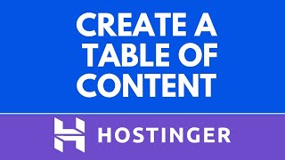 How to Create a Table of Content in Hostinger Website Builder (Step-by-Step)