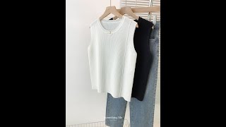 TF250726涼夏微風 冰絲針織顯瘦背心 2色  Something Me 女裝