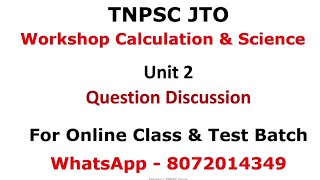 TNPSC JTO - Workshop Calculation  - Unit 2 - Question Discussion #workshopcalculation #tnpsccivil
