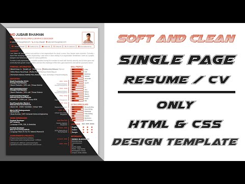 How to Create Resume CV Using HTML and CSS || PSD to HTML || Resume Design || CV Design || Clean CV