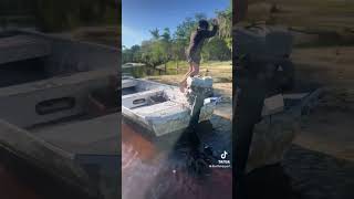 Mud-Skipper Feather Lite surface drive mud motor on 1460 jon boat