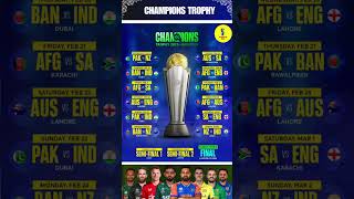 ICC CHAMPIONS TROPHY 2025 SCHEDULE🔥🔥#Cricket #Shorts